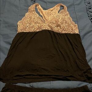 Adore Me Black and Cream Lace Nightie Set